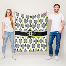 Mit Text 🎾 und Monogramm Schwarz und Grün, Tennis