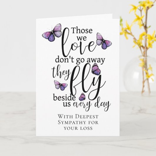 Mit tiefem Beileid-Schmetterlingsangebot Karte (Gelbe Blume)