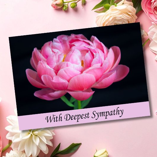 Mit tiefer Beileid rosafarbene Peony Card Karte