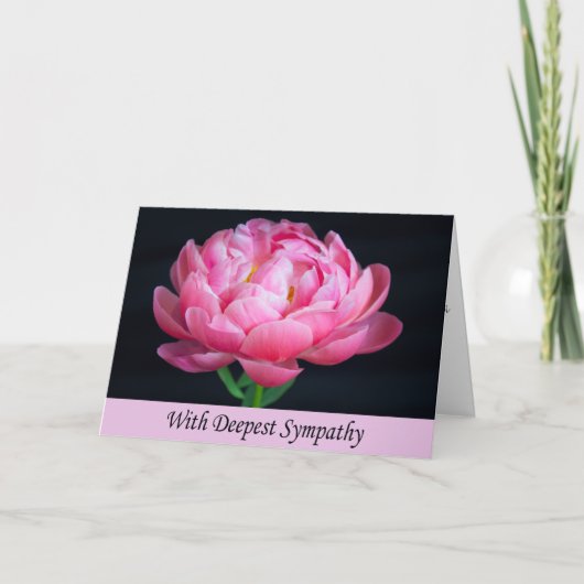 Mit tiefer Beileid rosafarbene Peony Card Karte (Vorderseite)