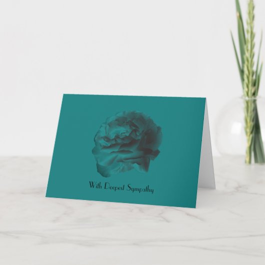 Mit tiefstem Beileid, Aquamariner Rose Karte (Vorderseite)