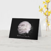 Mit tiefstem Beileid, elegante, rosa Rose Karte (Gelbe Blume)