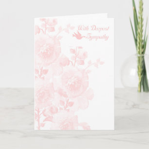 Mit tiefstem Beileid in sanftem Rosa mit Blume Karte