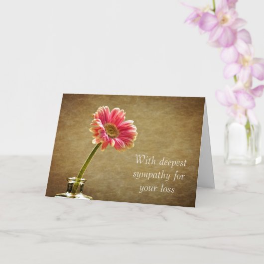 Mit tiefstem Beileid - Rosa Daisy Karte (Orchidee)