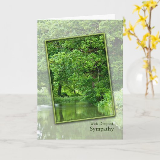 Mit tiefstem Beileid ruhige Flusslandschaft Karte (Gelbe Blume)