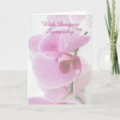 Mit tiefstem Beileid - Schöne rosa Orchidee Karte (Vorderseite)