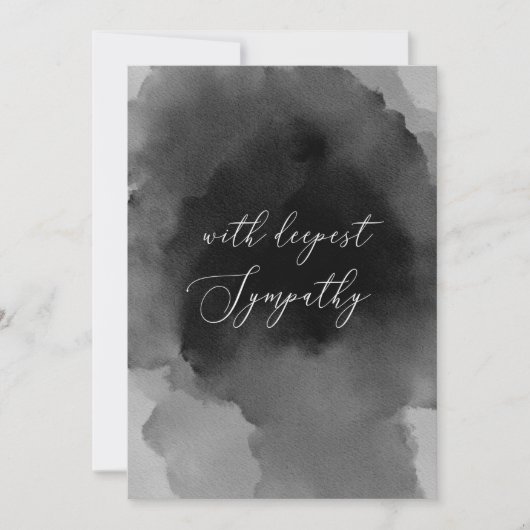 Mit tiefstem Beileid. Schwarzes Watercolor-Skript (Vorderseite)