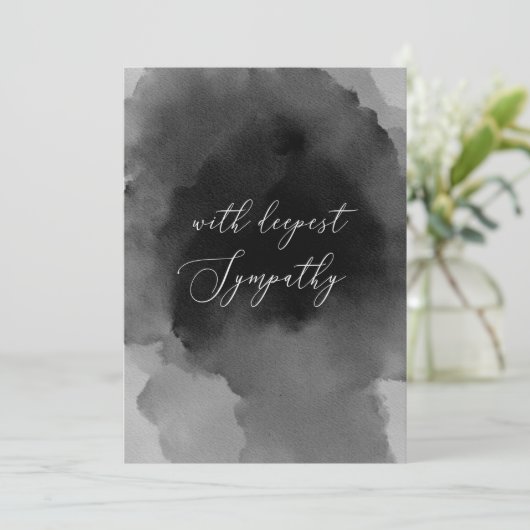 Mit tiefstem Beileid. Schwarzes Watercolor-Skript (Stehend Vorderseite)
