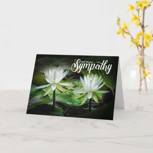 Mit tiefsten Beileid-Weiße Wasserlilien Karte (Gelbe Blume)