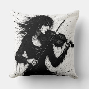 Mit Tinte geborener Violinist im Sturm des Klangs Kissen
