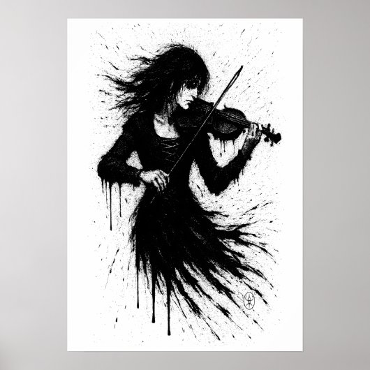 Mit Tinte geborener Violinist im Sturm des Klangs Poster (Vorne)