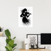 Mit Tinte geborener Violinist im Sturm des Klangs Poster (Heimbüro)