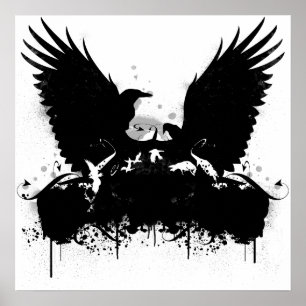 Mit Tinte geschwärzte Krähen Poster