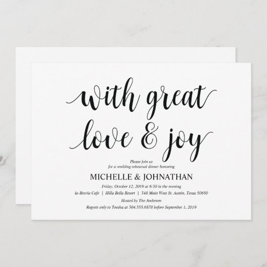 Mit toller Liebe Probe Dinner Einladungskarten (Vorne/Hinten)