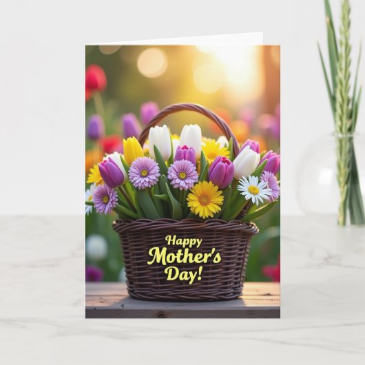 Mit Tulpen gefüllte Muttertags-Karte Karte (Vorderseite)