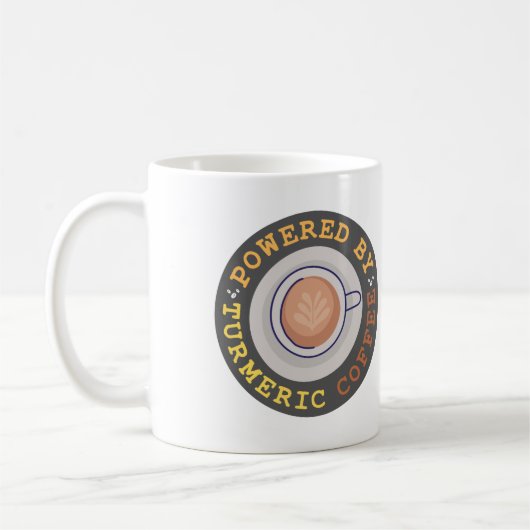 Mit turmerischem Kaffee versorgt Kaffeetasse (Links)