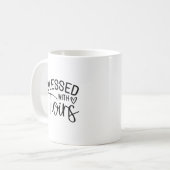 Mit Twins gesegnet - Funny Mama Life Zitat Kaffeetasse (Vorderseite Links)