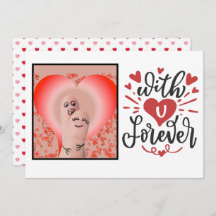 "Mit U Forever" Finger Couple Valentines Card Mitteilungskarte