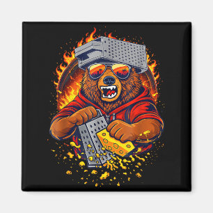 Mit Und Retro-Bär-Käsehobel-Hut Magnet