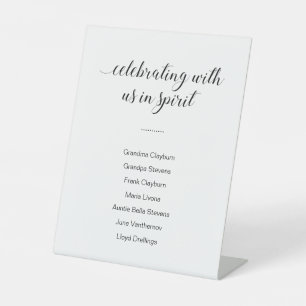 Mit uns im Geist feiern Liste Namen Hochzeit Sockelschild