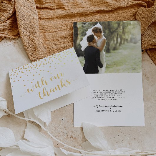Mit unserem Dankeschön Wedding Foto Gold Foil Viel Folienkarte