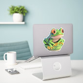 Mit unseren Froschstickerpackungen können Sie Glüc Aufkleber (Laptop auf Schreibtisch)