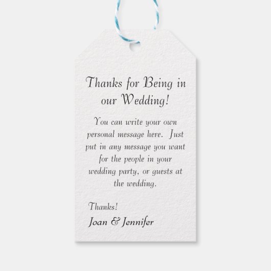 Mit unserer Dankbarkeit Geschenkanhänger (Rückseite)