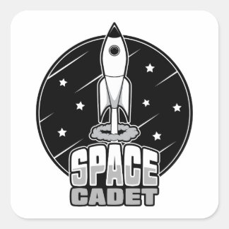 Mit unserer Retro-Rakete lassen Sie sich stilvoll  Quadratischer Aufkleber