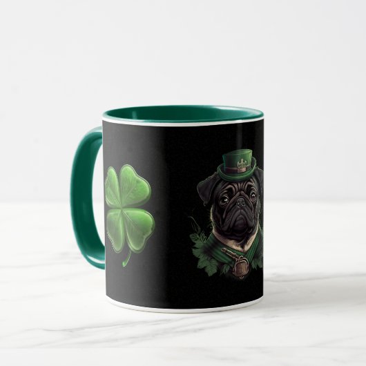"Mit unserer St. Patrick's Mops Tasse das Glück sc (Vorderseite Links)