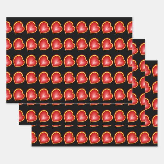 Mit viel Liebe Rot-Gelb-Herzen Fraktal Muster Geschenkpapier Set (Set)