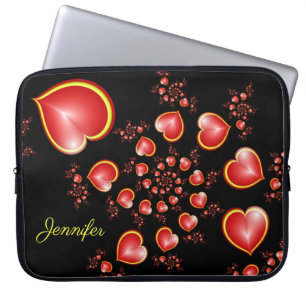Mit viel Liebe Rot-Gelb-Herzen Fraktal Name Laptopschutzhülle