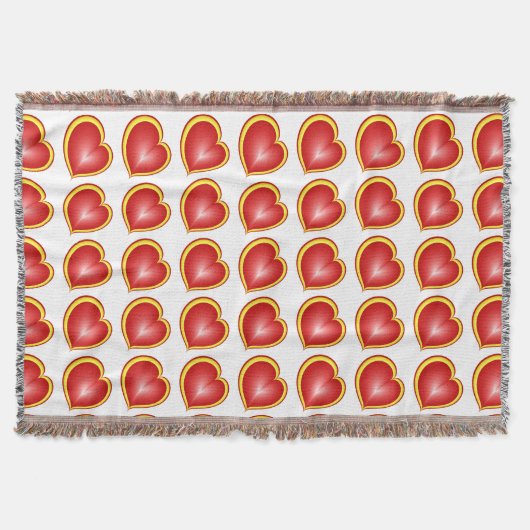 Mit viel Liebe Rot Gelb Moderne Herzmuster Decke (Vorderseite)