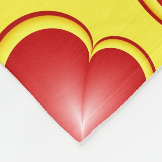 Mit viel Liebe Rot Gelb Moderne Herzmuster Fleecedecke (Ecke)