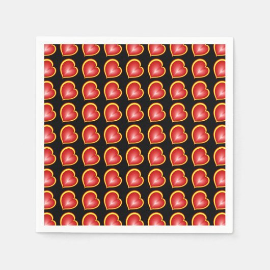 Mit viel Liebe Rot Gelb Moderne Herzmuster Serviette (Vorderseite)