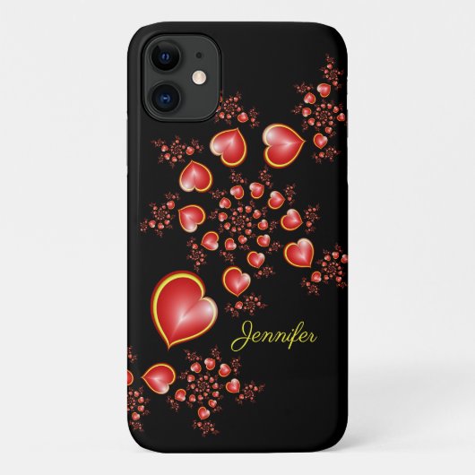 Mit viel Liebe Rot-Gelbe Herzen Fraktal Art Name Case-Mate iPhone Hülle (Rückseite)