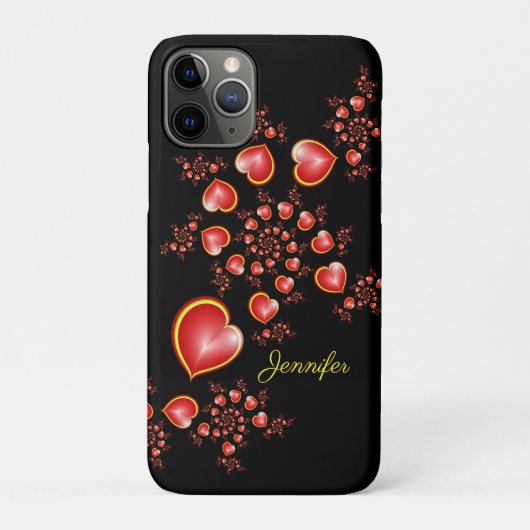 Mit viel Liebe Rot-Gelbe Herzen Fraktal Art Name Case-Mate iPhone Hülle (Rückseite)