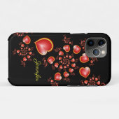 Mit viel Liebe Rot-Gelbe Herzen Fraktal Art Name Case-Mate iPhone Hülle (Rückseite (Horizontal))