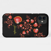 Mit viel Liebe Rot-Gelbe Herzen Fraktal Art Name Case-Mate iPhone Hülle (Rückseite (Horizontal))