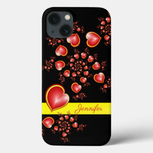 Mit viel Liebe Rot-Gelbe Herzen Fraktal Art Name Case-Mate iPhone Hülle