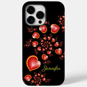 Mit viel Liebe Rot-Gelbe Herzen Fraktal Art Name Case-Mate iPhone 14 Pro Max Hülle