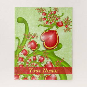 Mit viel Liebe Rot-Gelbe Herzen Fraktal Art Name Puzzle
