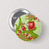 Mit viel Liebe Rot Gelbe Herzen Fraktal Kunst Button (Vorne & Hinten)