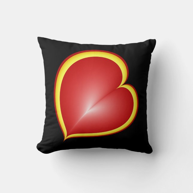 Mit viel Liebe Rot Gelbe Herzen Fraktal Kunst Kissen (Vorderseite)