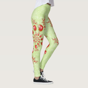 Mit viel Liebe Rot Gelbe Herzen Fraktal Kunst Leggings