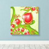 Mit viel Liebe Rot Gelbe Herzen Fraktal Kunst Leinwanddruck (Insitu (Holzboden))