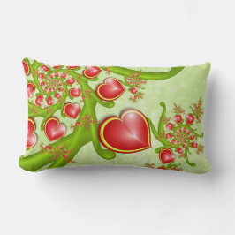 Mit viel Liebe Rot Gelbe Herzen Fraktal Kunst Lendenkissen