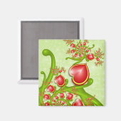 Mit viel Liebe Rot Gelbe Herzen Fraktal Kunst Magnet (Vorderseite/Rückseite)