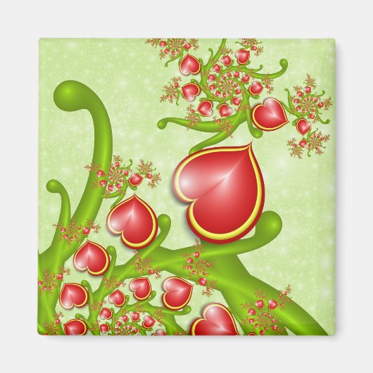 Mit viel Liebe Rot Gelbe Herzen Fraktal Kunst Magnet (Vorne)