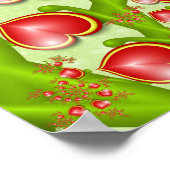 Mit viel Liebe Rot Gelbe Herzen Fraktal Kunst Poster (Ecke)