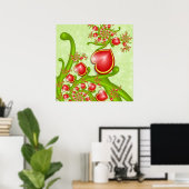 Mit viel Liebe Rot Gelbe Herzen Fraktal Kunst Poster (Heimbüro)